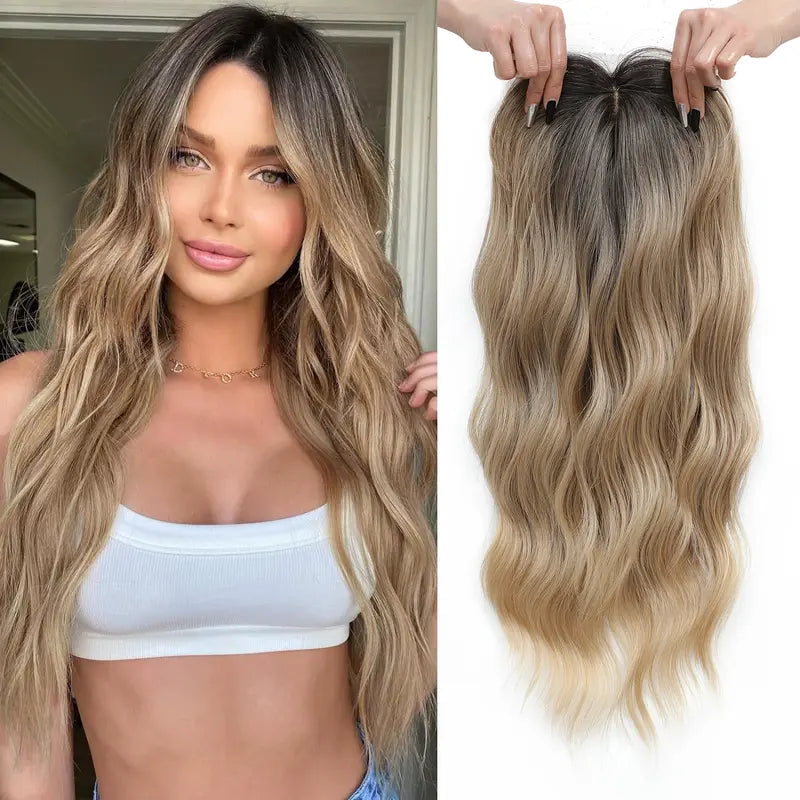 Wavy Clip-In Hair Topper with Bangs – Instant Natural Volume