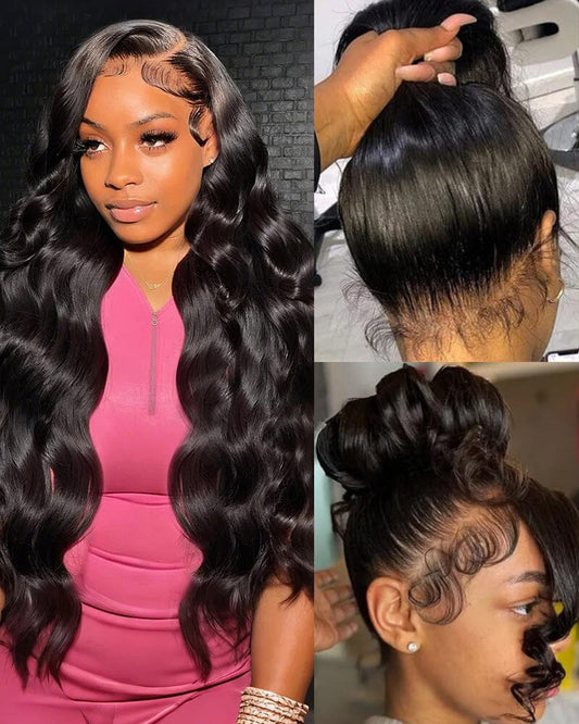 360 Full Lace Glueless Body Wave Wig – Invisi Drawstring, Natural Black, Pull & Go