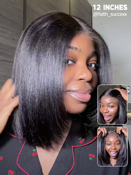 Glueless Straight Bob Wig – Natural Look, 9x6 Lace